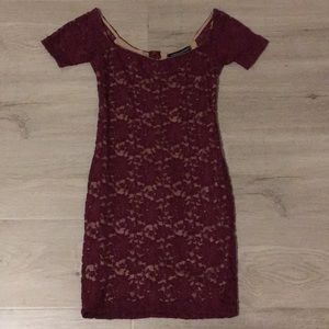 Foreign Exchange Burgundy Lace Dress